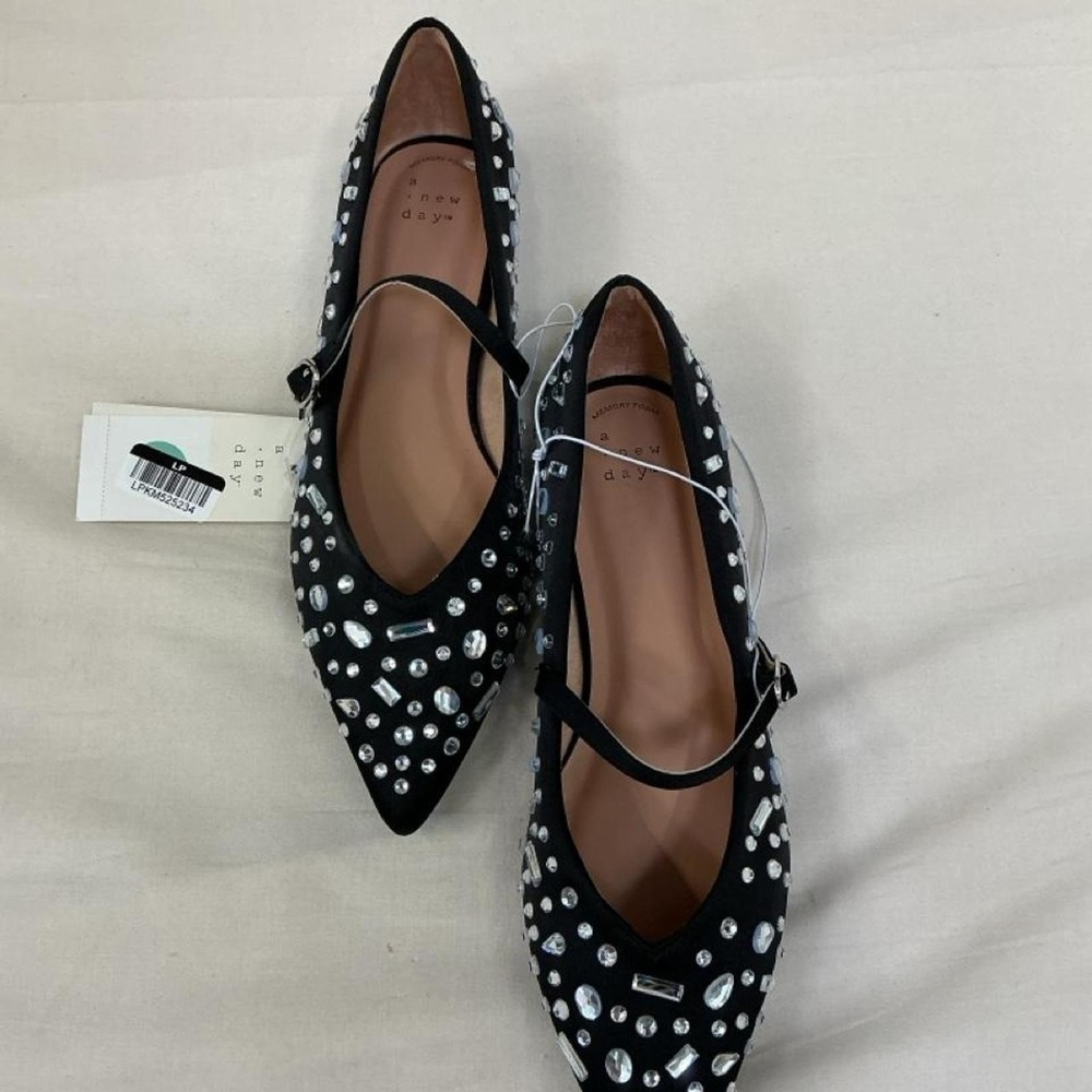 A New Day Rhinestone Mary Jane Flats | Women's Size 8.5 | Black | NWT ✨🖤